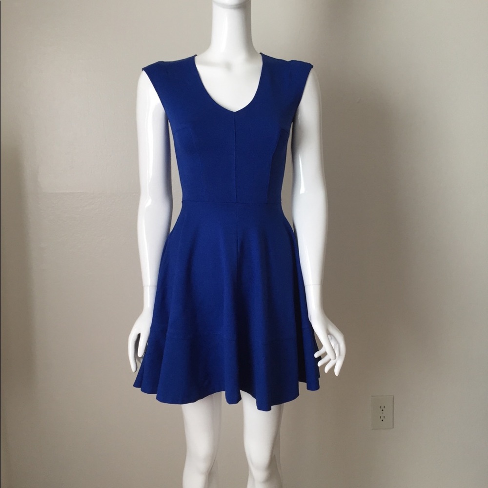 V neck sleeveless Blue Dress
